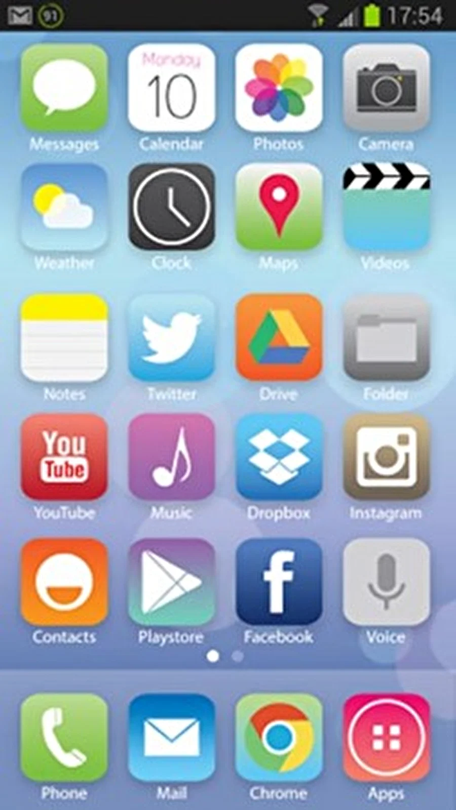 Элементы iOS 7 на Android